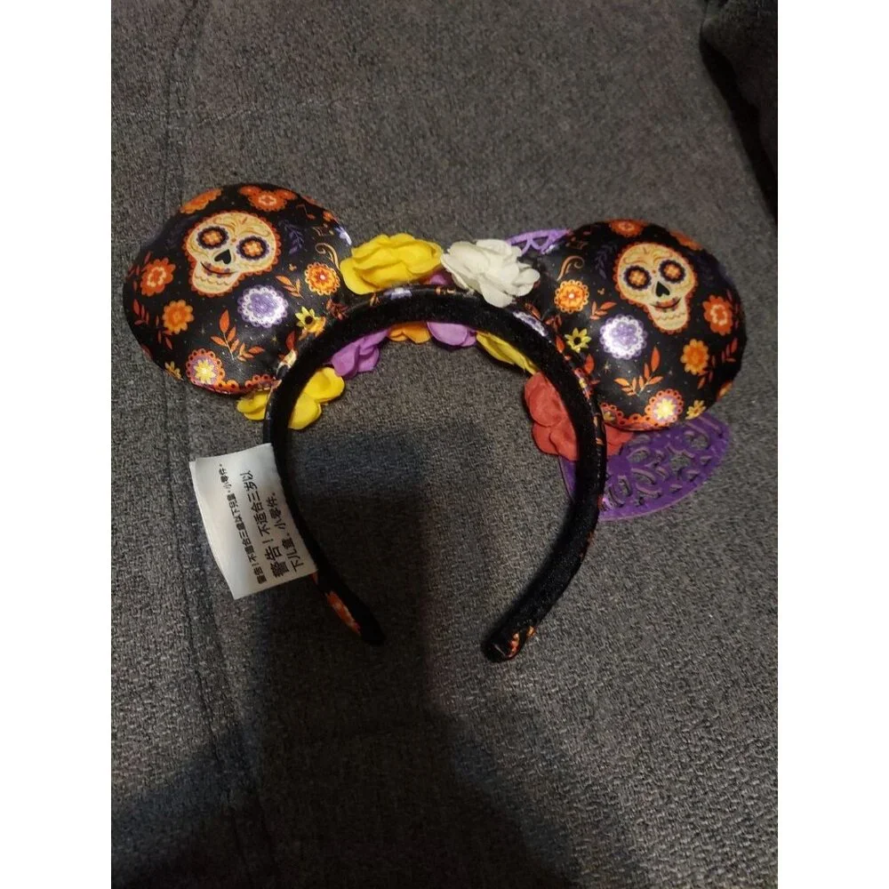 Disney Parks EPCOT Coco Day‎ Of The Dead Sugar Skull With Flowers Minnie Ears